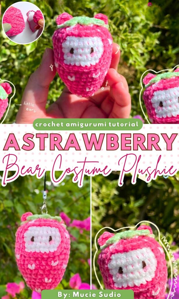 Crochet bear strawberry costume