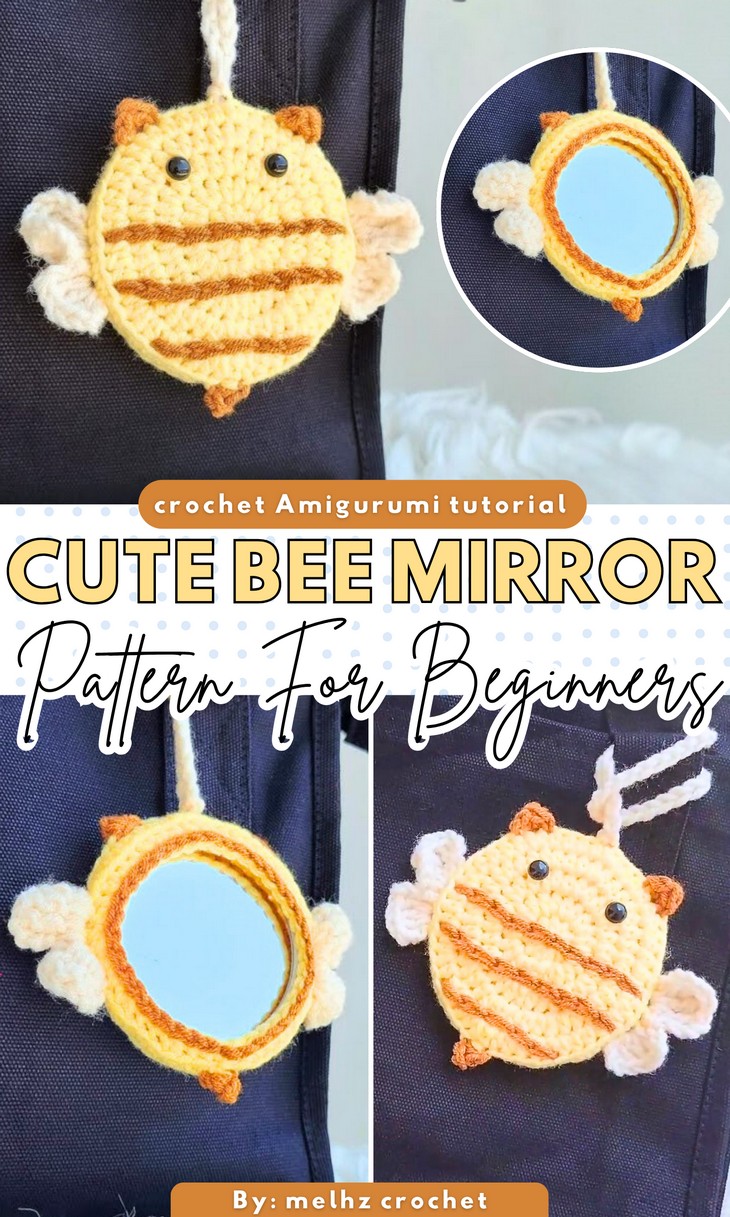 Crochet Bee Mirror Cover Tutorial