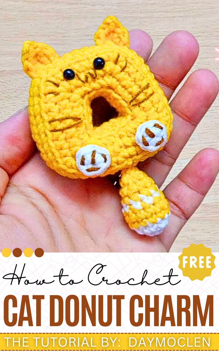 Crochet Cat Donut Charm