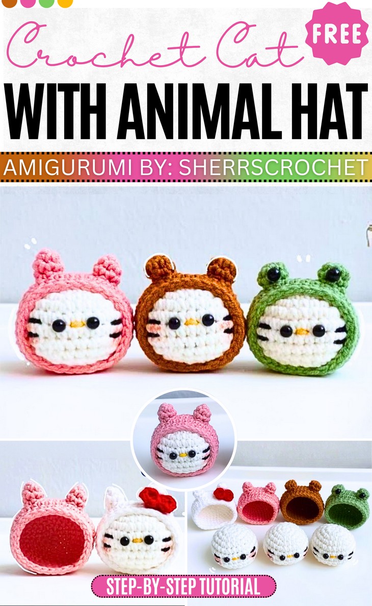 Crochet Cat With Animal Hats