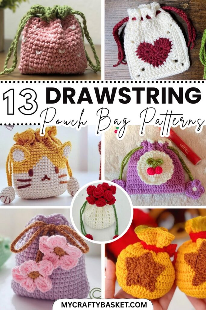 Crochet Cute Drawstring Pouch Patterns