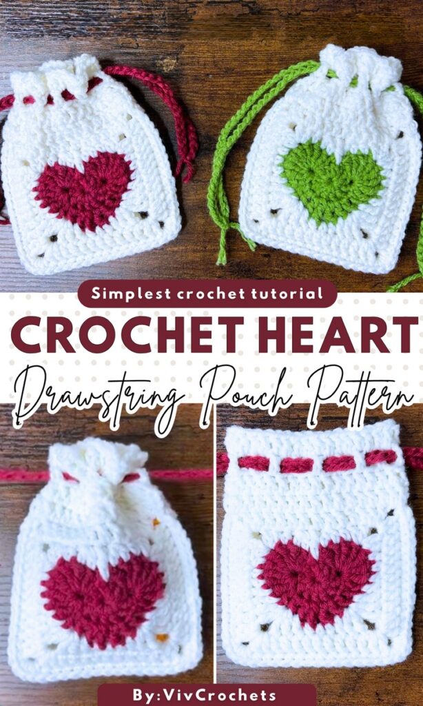 Crochet Heart Drawstring