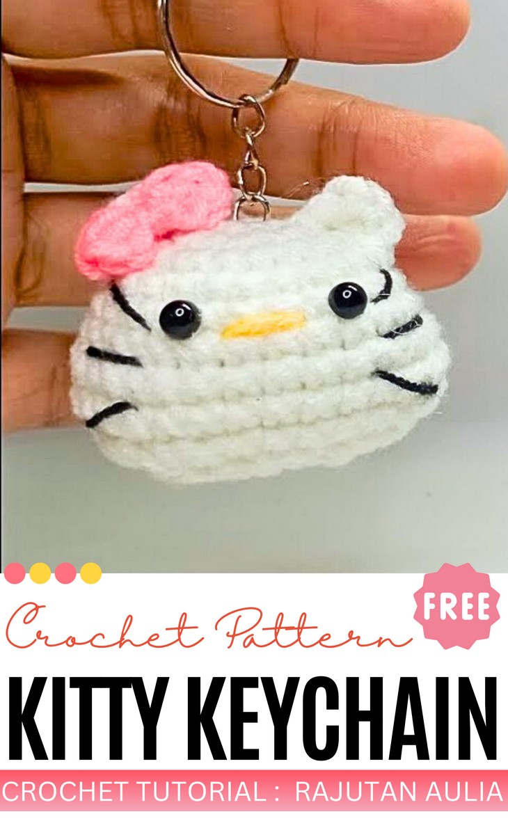 Crochet Hello Kitty Keychain And Bag Charm