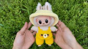 12 Free Crochet Labubu Accessories Patterns – Crochet Grizzly Bear Labubu Overalls