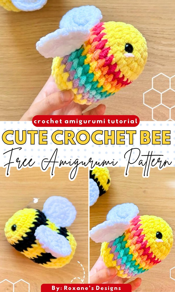 Crochet Rainbow Bee Plushie