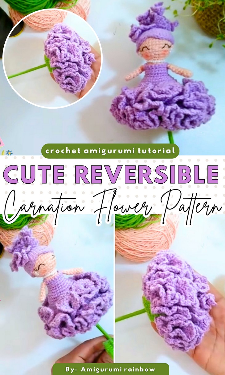 Crochet Reversible Amigurumi Carnation Flower
