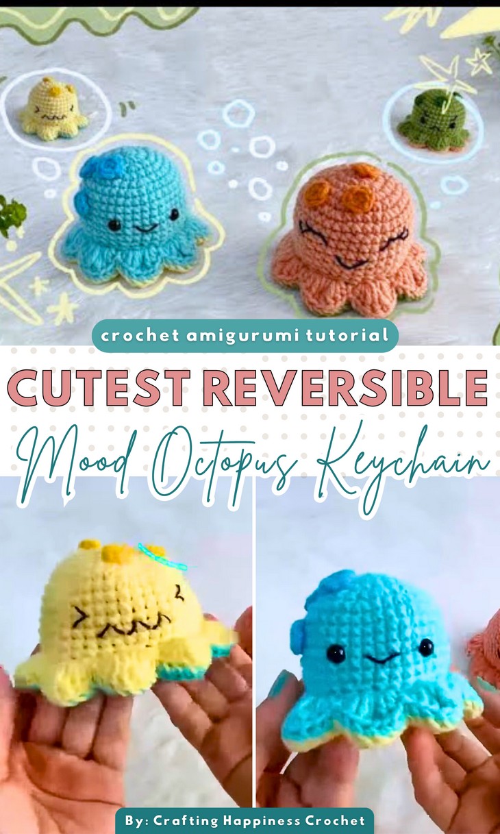 Crochet Reversible Octopus Keychain