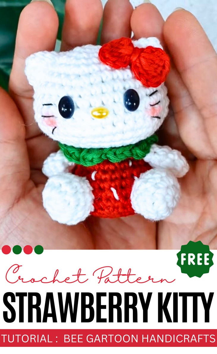 Crochet Strawberry Kitty Amigurumi
