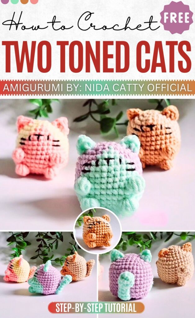 Crochet Two Toned Cats