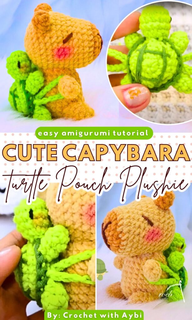 Crochet Capybara with Turtle Backpack
