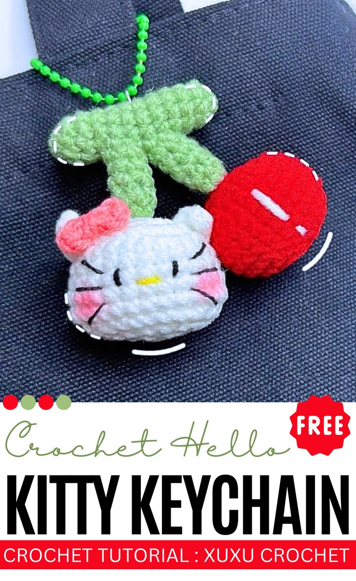 Crochet hello Kitty Keychain