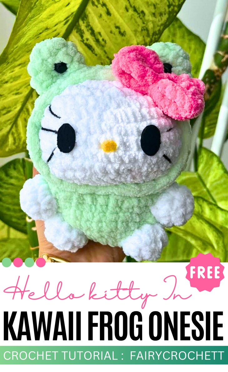 Hello kitty in a kawaii frog onesie