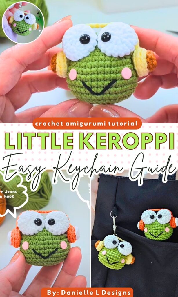 Keroppi amigurumi keychain
