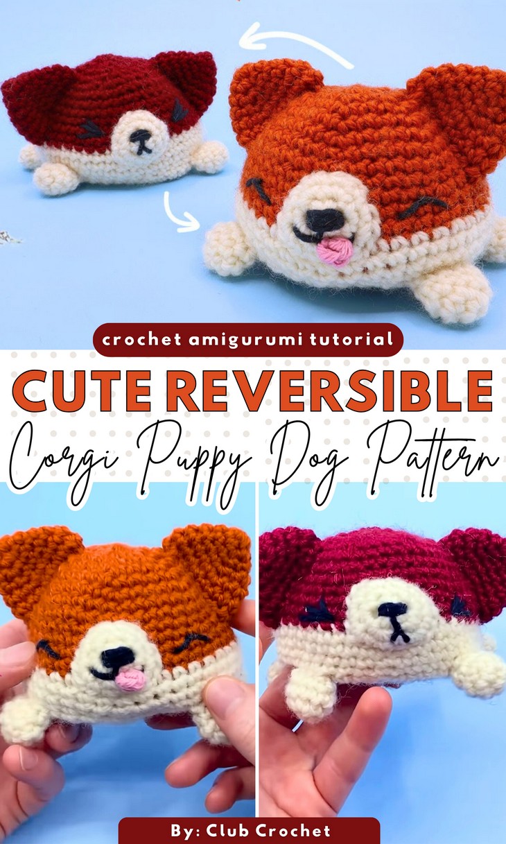 Reversible Amigurumi Corgi Puppy Dog