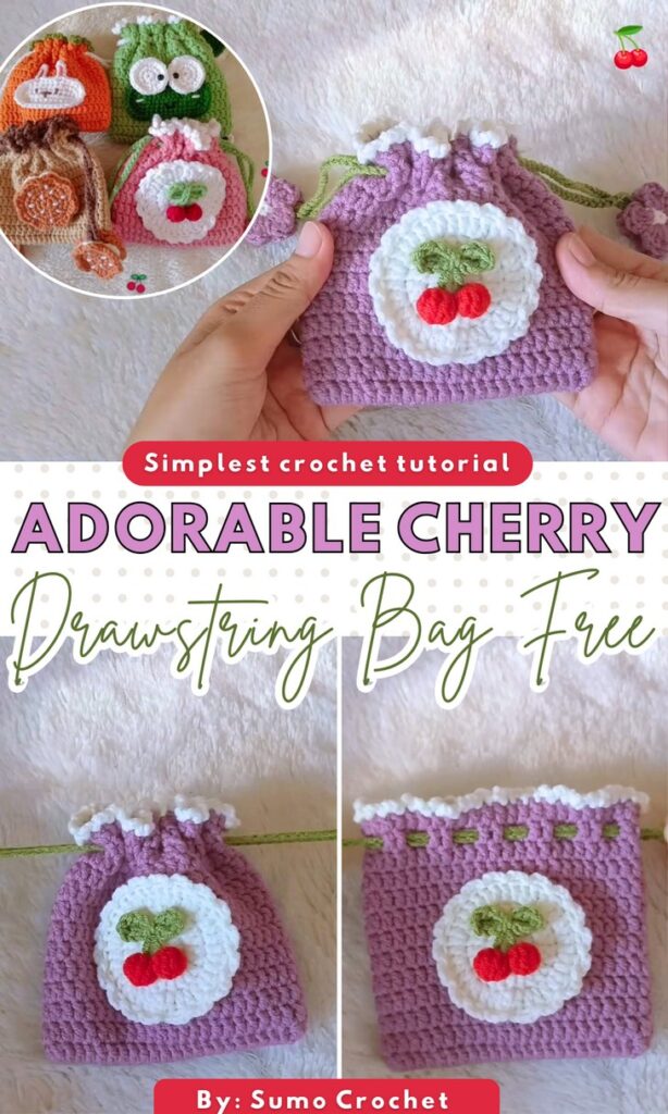 Drawstring Cherry Pouch