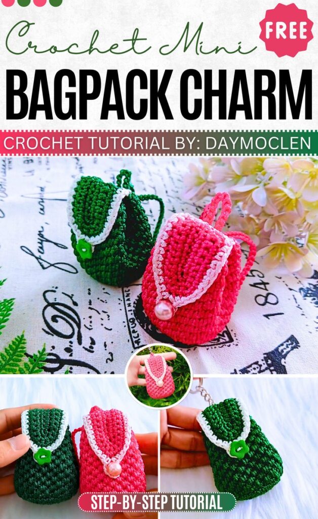 Crochet Bagpack Keychain Pattern