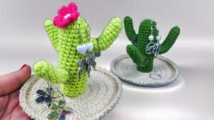 How To Crochet Cactus Jewelry Holder (Decor & Organizer)