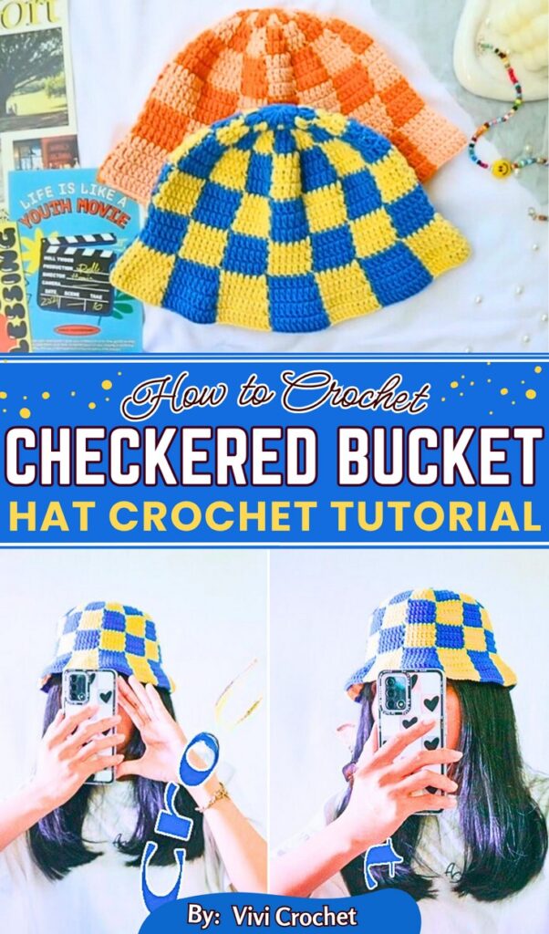 Crochet Checkered Bucket Hat