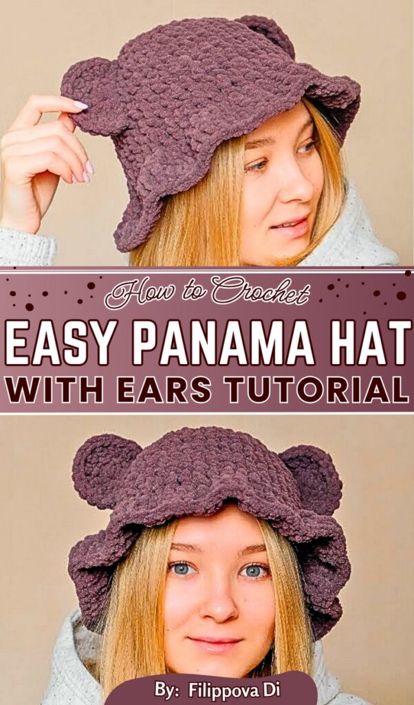 _Crochet EASY PANAMA HAT WIth Ears
