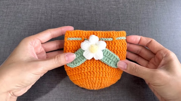Crochet Fall Orange Pouch (2)