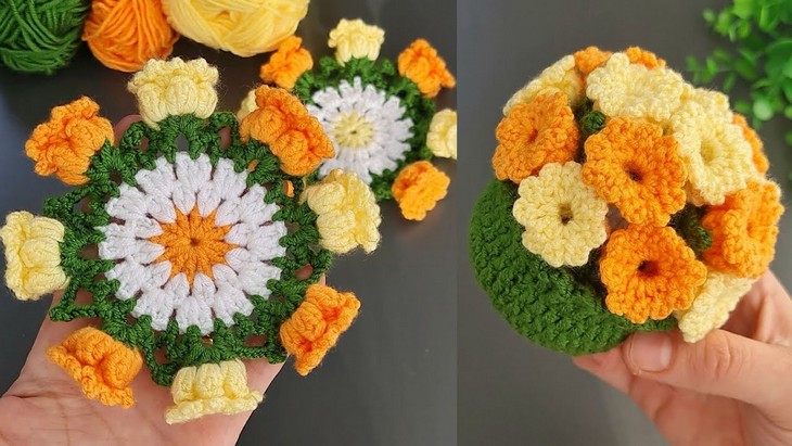 Crochet Flower Coaster For Fall (1)