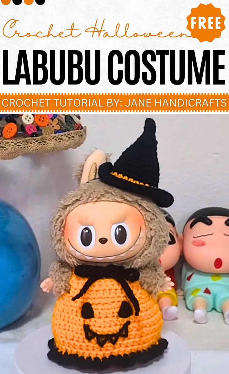 Crochet Halloween Costume Labubu Pattern