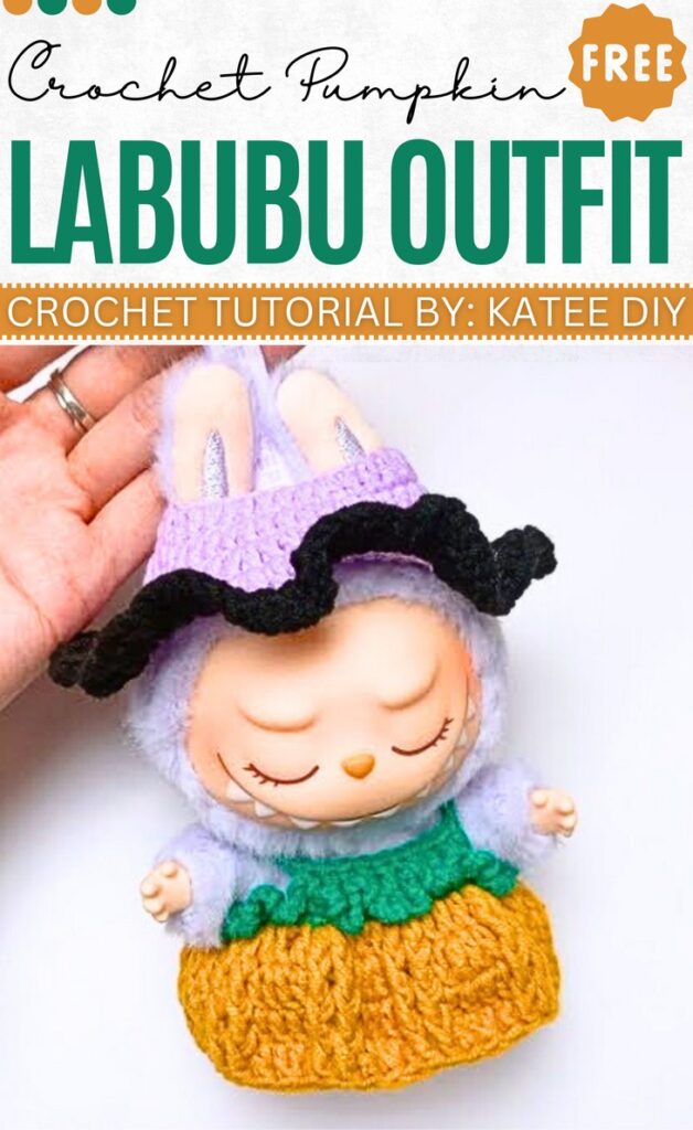 Crochet Halloween Pumpkin Labubu Outfit
