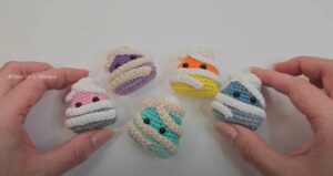 How to Crochet Mummy Candy Corn for Halloween