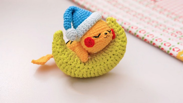 How to Crochet 3D Moon Pillow for Sleeping Pikachu & Keychain