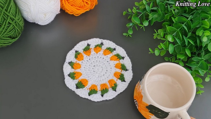 Crochet Pumkin Coaster (3)