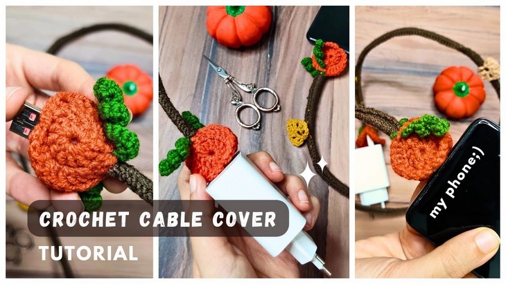 Crochet Pumpkin Charger Cable Cover Pattern (4)