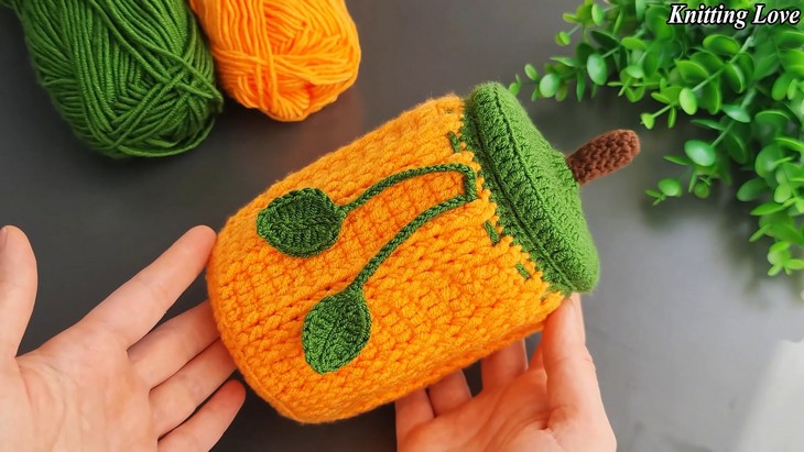 Crochet Pumpkin Jar Cozy (2)