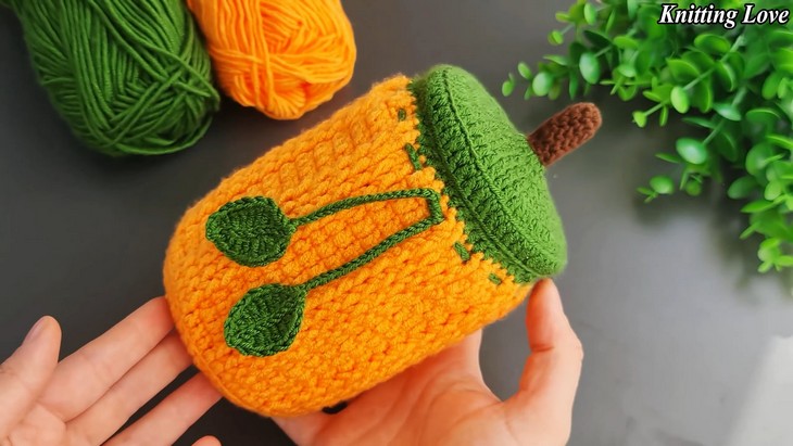 Crochet Pumpkin Jar Cozy (5)