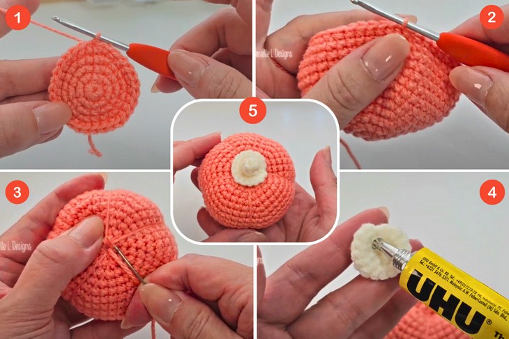 Crochet Steps For Mini Pumpkins