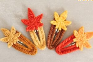 How to Crochet Fall Leaf Hair Clip (Tutorial for Beginners)