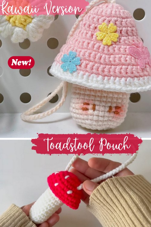 Crochet mushroom pouches