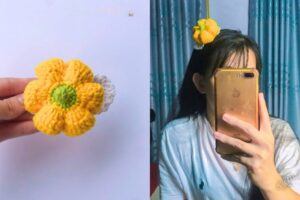 How to Crochet Yellow Pumpkin Hair Clip (Tutorial for Beginners)