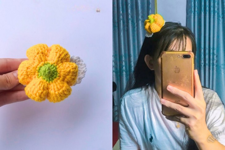 Crochet pumpkin hair clip tutorial