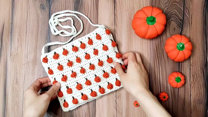 Crochet pumpkin stitch bag