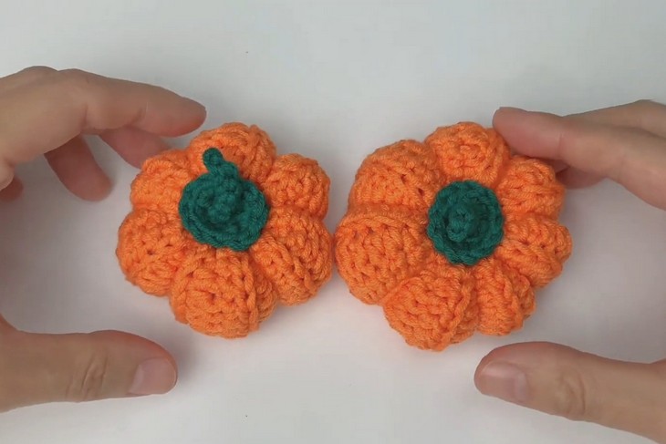 Pair of crochet pumpkins