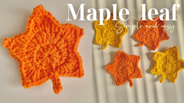 set of crochet maple leaves