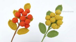How to Crochet Berry & Leaf Branch Plant for Autumn