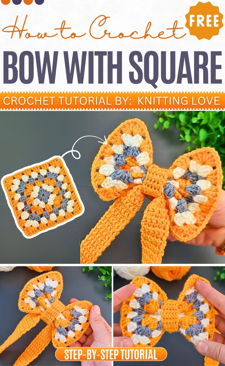 Crochet Bow With Square Pattern