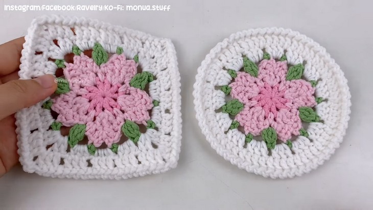 Crochet Cherry Blossom Grany Square (4)