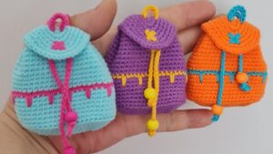 How to Crochet Mini Backpack Keychain & Wallet in Many Colors