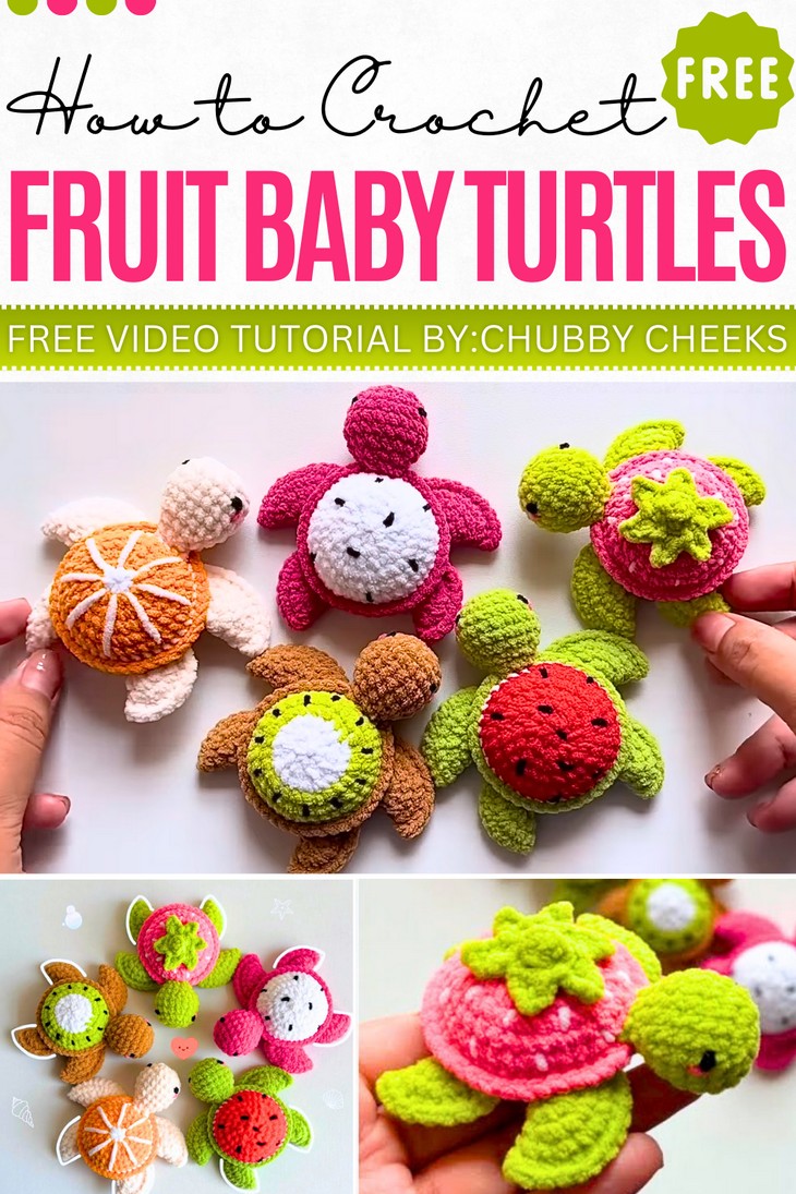 Crochet Fruit Baby Turtles 5 In 1 Tutorial