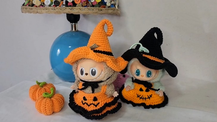 Crochet Halloween Labubu hat (3)