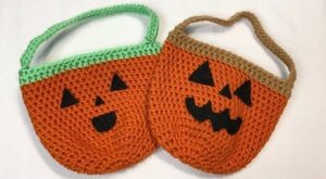 How To Crochet Pumpkin Treat Bag With Jack-O-Lantern Faces