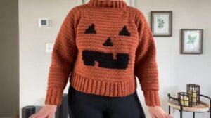 How to Crochet Jack O Lantern Sweater For Halloween