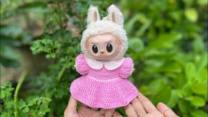 How to Crochet Labubu Peter Pan Collar Dress (Labubu Girl Outfit)